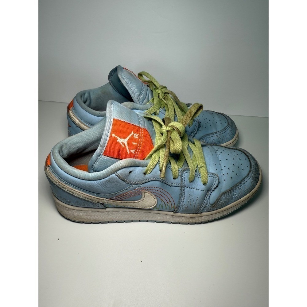 Nike Air Jordan 1 Low Light Blue Orange Kids Youth Sz 5Y DO8277 400 - Picture 2 of 5